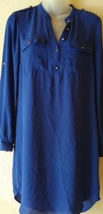 Blue semi-sheer dress tunic XS